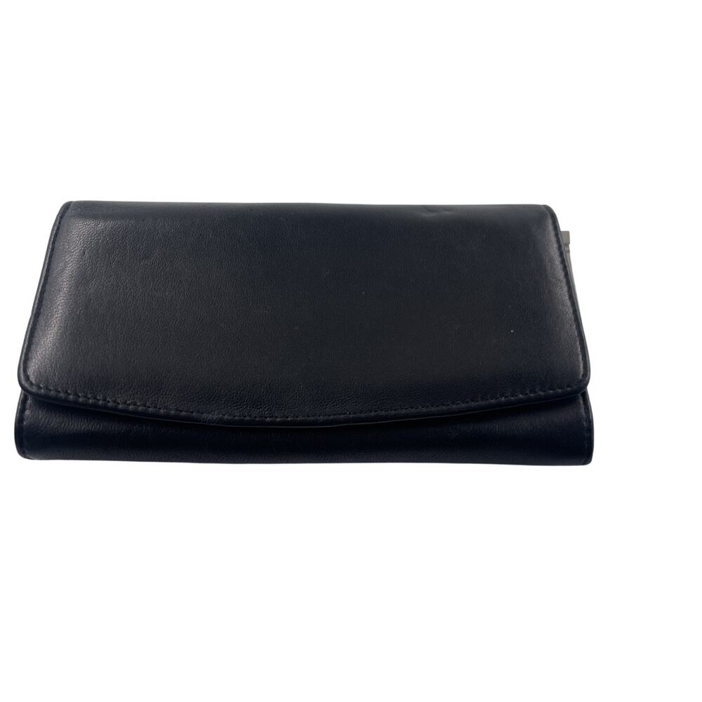Wilsons Leather Tri-fold Wallet Womens 7.5 x 4.5" Black